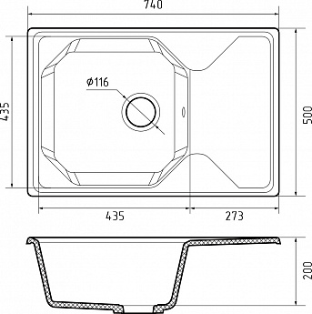 картинка Мойка для кухни Granfest GF-U-740L 