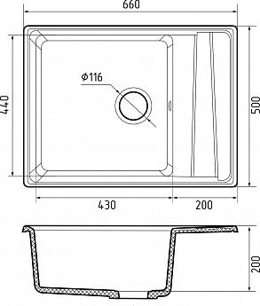 картинка Мойка для кухни Granfest GF-LV-660L 
