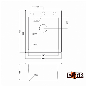 картинка Мойка для кухни Emar EMQ-1415.Q 