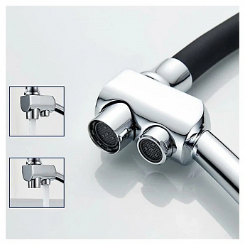 картинка Смеситель Ledeme L4855-2 хром/черный шланг 