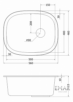 картинка Мойка для кухни Emar Quartz EMQ-1560.P  картинка Мойка для кухни Emar Quartz EMQ-1560.P