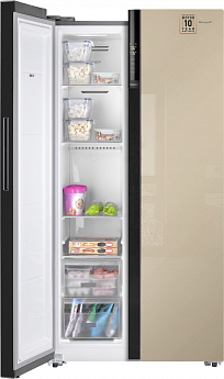 картинка Отдельностоящий холодильник Weissgauff WSBS 600 BeG NoFrost Inverter 