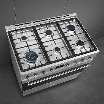 картинка Комбинированная кухонная плита Smeg C9GMX2  картинка Комбинированная кухонная плита Smeg C9GMX2