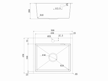 картинка Кухонная мойка Ukinox Практика PRB500.450 -GT10C 0CW 