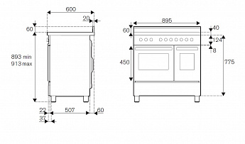 картинка Комбинированная кухонная плита Bertazzoni PRO96L2EART оранжевый  картинка Комбинированная кухонная плита Bertazzoni PRO96L2EART оранжевый