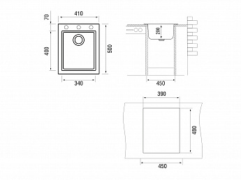 картинка Мойка Longran CUBE CUG 410.500  картинка Мойка Longran CUBE CUG 410.500