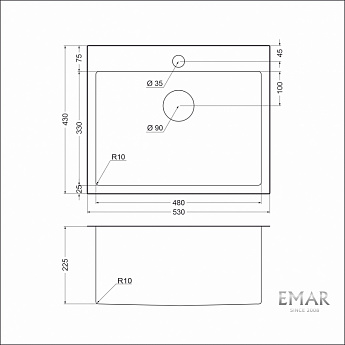 картинка |Discount| Кухонная мойка Emar EMB-115 PVD Nano Dark 
