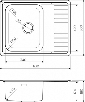 картинка Мойка Omoikiri SAGAMI-63-IN  картинка Мойка Omoikiri SAGAMI-63-IN