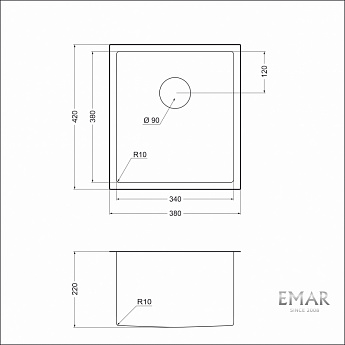 картинка Мойка для кухни Emar EMB-130 PVD Nano Satine  картинка Мойка для кухни Emar EMB-130 PVD Nano Satine