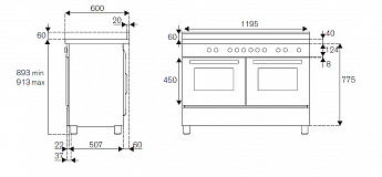 картинка Комбинированная кухонная плита Bertazzoni HER126G2ENET чёрная  картинка Комбинированная кухонная плита Bertazzoni HER126G2ENET чёрная
