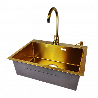 картинка Комплект Emar PVD GOLDEN (мойка, смеситель, дозатор)   картинка Комплект Emar PVD GOLDEN (мойка, смеситель, дозатор)