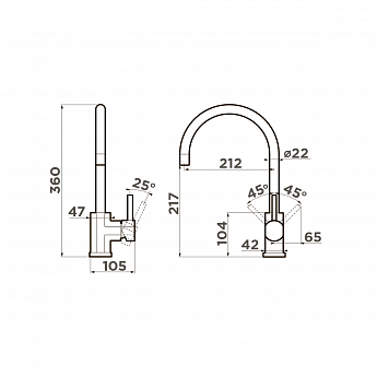 картинка Смеситель Omoikiri WAKAYAMA-GM вороненая сталь 