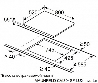 картинка Индукционная варочная панель Maunfeld CVI804SFBK Inverter  картинка Индукционная варочная панель Maunfeld CVI804SFBK Inverter