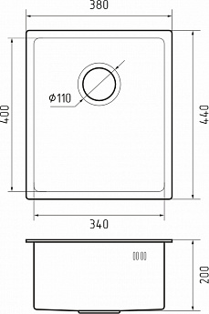 картинка Мойка для кухни Rivelato Rinox 3844 UN PVD black  картинка Мойка для кухни Rivelato Rinox 3844 UN PVD black