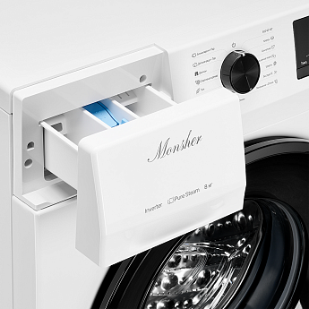 картинка Стиральная машина с паром Monsher MWM 460 BLANC  картинка Стиральная машина с паром Monsher MWM 460 BLANC
