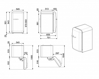 картинка Отдельностоящий холодильник Smeg FAB10RWH6  картинка Отдельностоящий холодильник Smeg FAB10RWH6