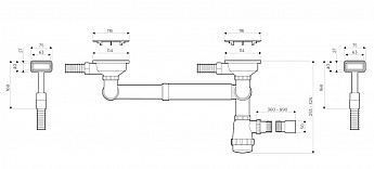 картинка Арматура для двухчашевых моек с прямоугольными переливами WK-2C 