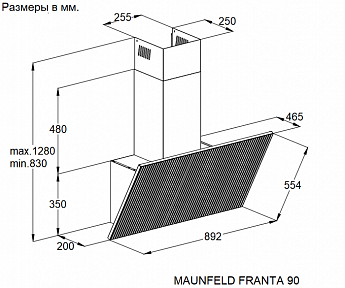 картинка Кухонная вытяжка Maunfeld FRANTA 90 черная 