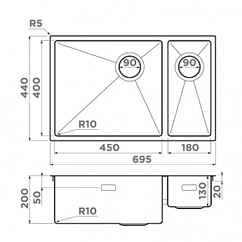 картинка Мойка Omoikiri TAKI 69-2-U/IF-IN-L 