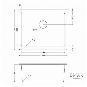 картинка Мойка для кухни Emar EMQ-1555.P  картинка Мойка для кухни Emar EMQ-1555.P