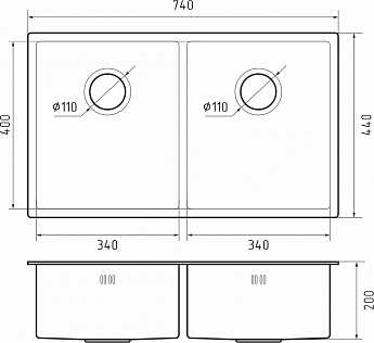 картинка Мойка для кухни Rivelato Rinox 7444 U2 