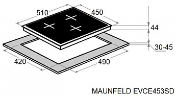 картинка Электрическая варочная панель Maunfeld EVCE453SDPBK  картинка Электрическая варочная панель Maunfeld EVCE453SDPBK