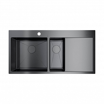 картинка Мойка для кухни Omoikiri Akisame-100-2-GM-L  картинка Мойка для кухни Omoikiri Akisame-100-2-GM-L