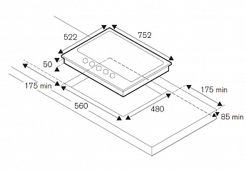 картинка Газовая варочная панель Bertazzoni P755CPROX нержавеющая сталь 