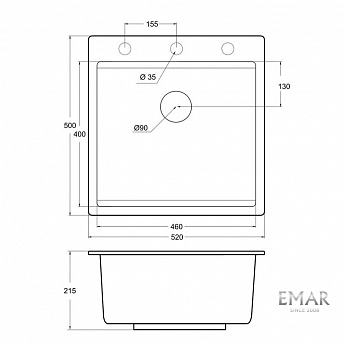 картинка Мойка для кухни Emar Quartz EMQ-1520.Q  картинка Мойка для кухни Emar Quartz EMQ-1520.Q