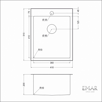 картинка Мойка для кухни Emar EMB-128A PVD Nano Satine  картинка Мойка для кухни Emar EMB-128A PVD Nano Satine