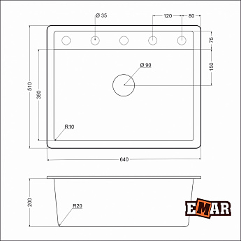картинка Мойка для кухни Emar EMQ-1640.Q 