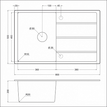 картинка Мойка для кухни Emar EMQ-1800.Q  картинка Мойка для кухни Emar EMQ-1800.Q